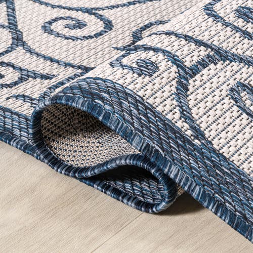 Jonathan Y Madrid Vintage Filigree Textured Weave Indoor/outdoor Area Rug In Blue/cream
