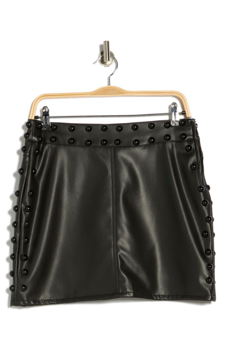 Vigoss Studded Faux Leather Miniskirt, Alternate, color, Black