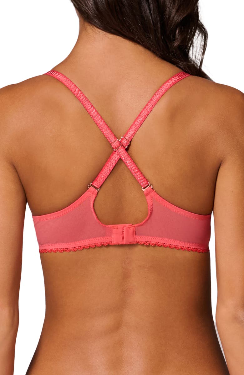 Simone Perele Allure Sheer Plunge Full Coverage Underwire Bra, Alternate, color, Coralia Red