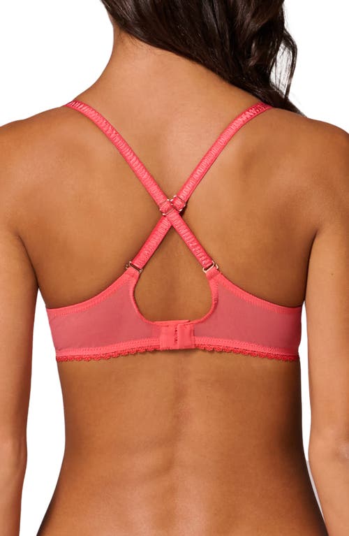Simone Perele Allure Sheer Plunge Full Coverage Underwire Bra In Coralia Red