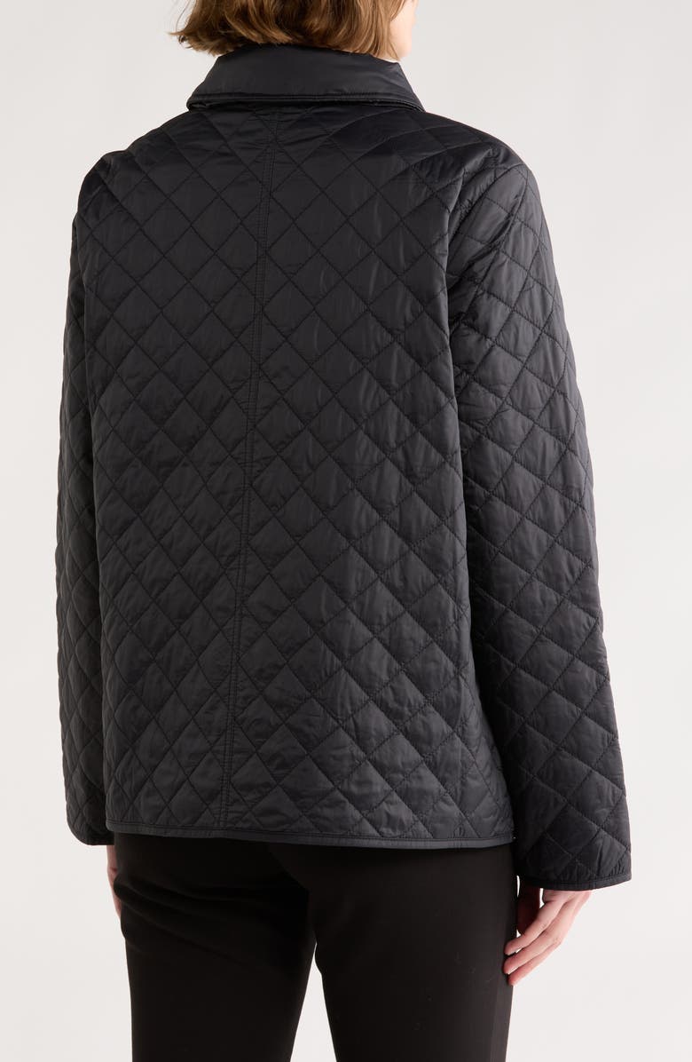 Eileen Fisher Classic Collar Diamond Quilted Jacket, Alternate, color, Black