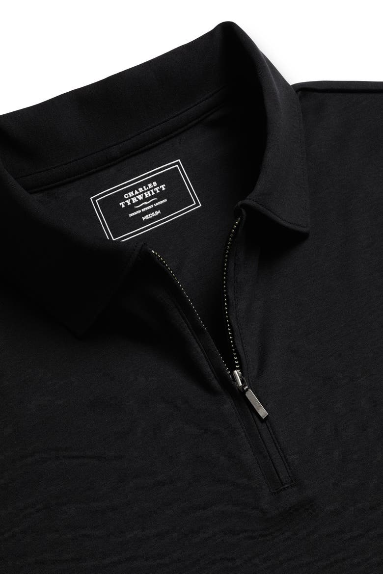 Plain Short Sleeve Zip Jersey Polo, Alternate, color, Black