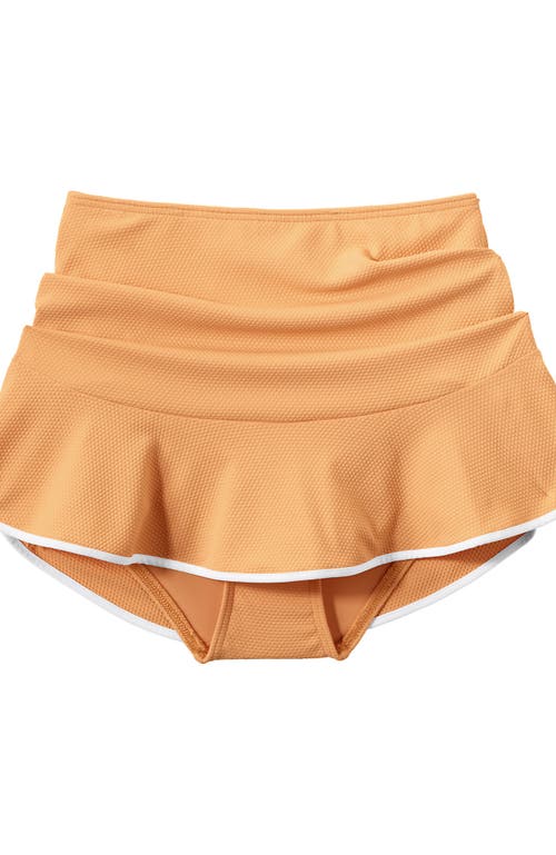 Lands' End Plus Size Pique Ruffle Hem Mini Swim Skirt In Orange Mist/white