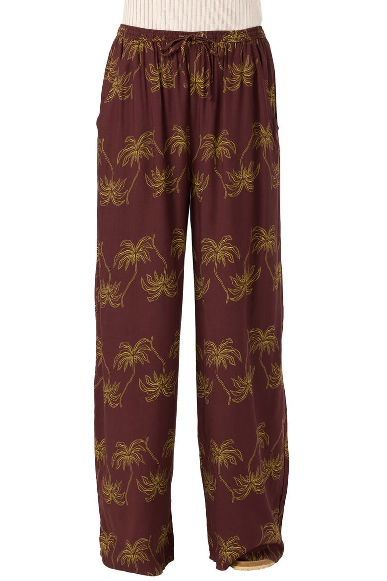 Rosalie Palm Stripe Pants, Main, color, CHOCOLATE