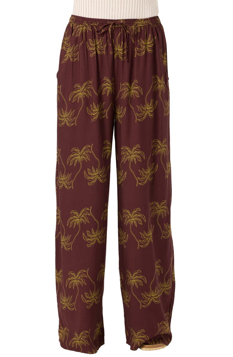 O'Neill Rosalie Palm Stripe Pants, Main, color, Chocolate