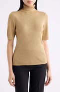 Anne Klein Metallic Short Sleeve Turtleneck Sweater