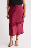 Renee C Satin & Lace Midi Skirt
