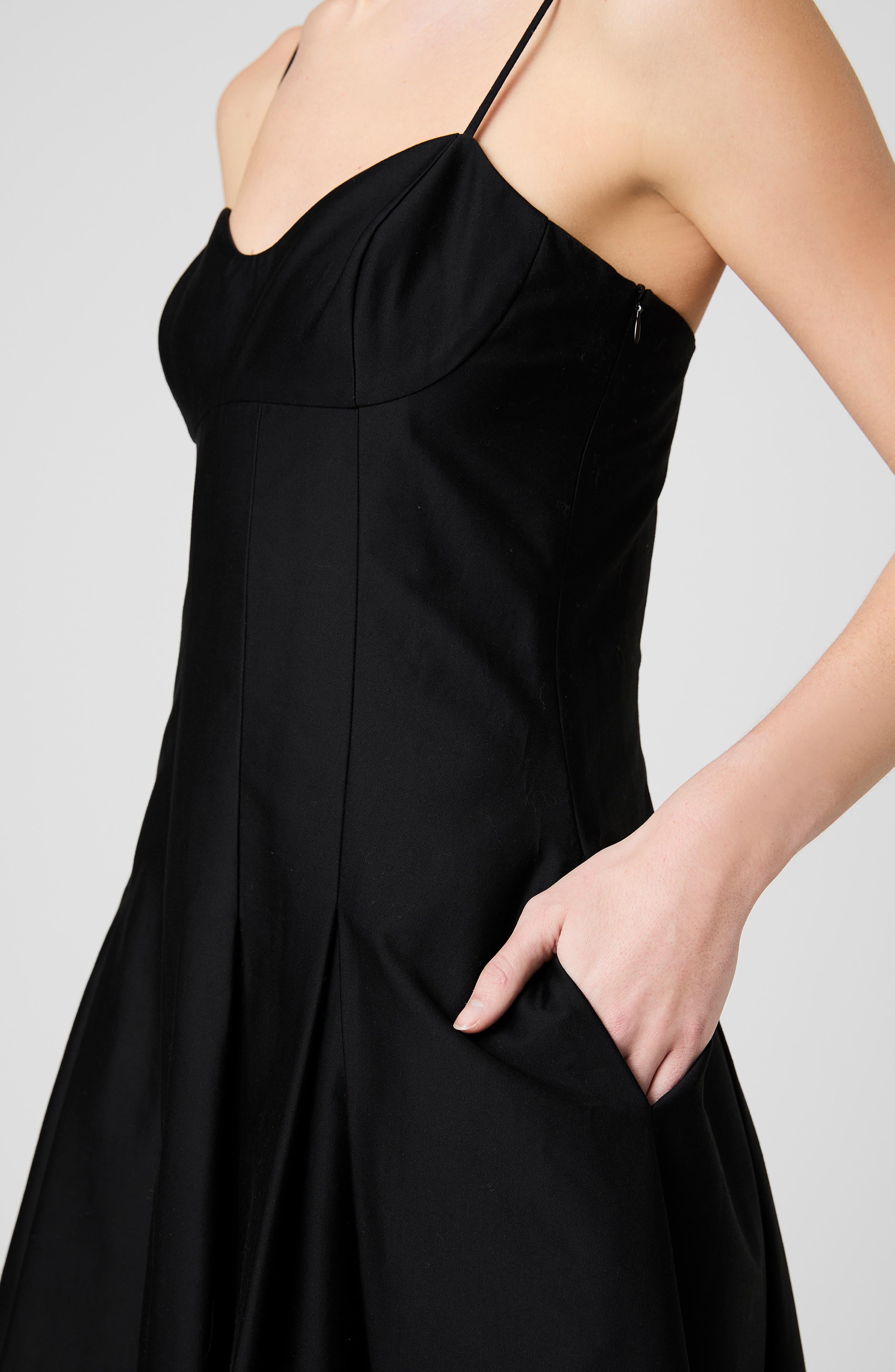 stretch cotton sateen midi dress in black Midi dress in stretch cotton sateen Out on @fwrd and @revolve