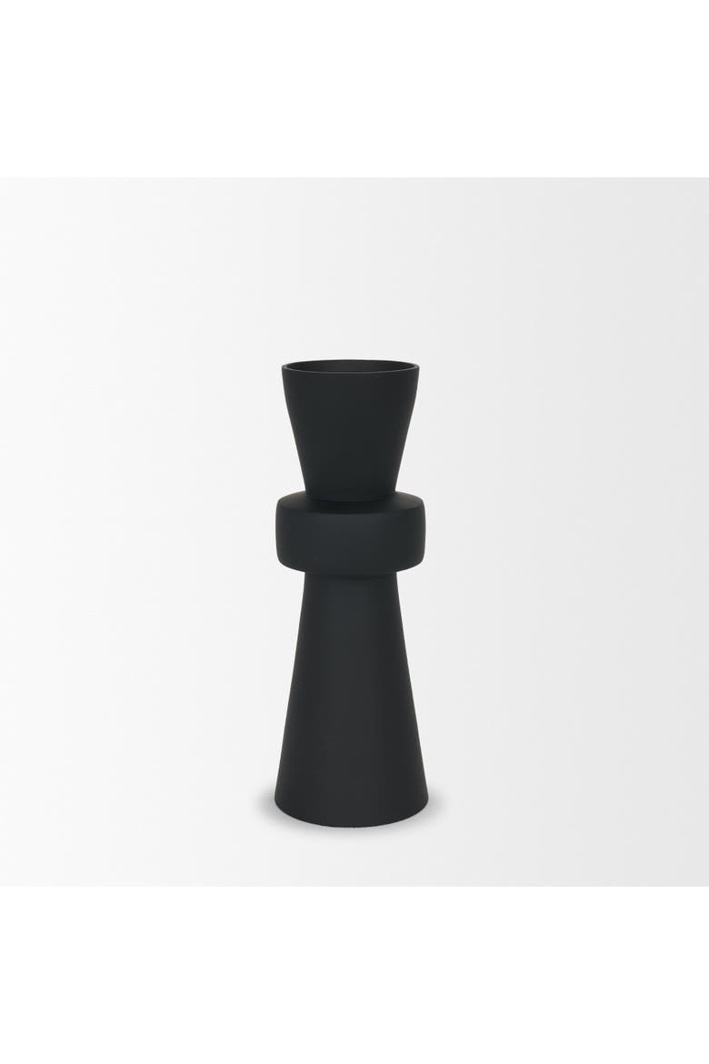 Odilia Smooth Metal Geometric Pillar Candle Holder, Alternate, color, Black