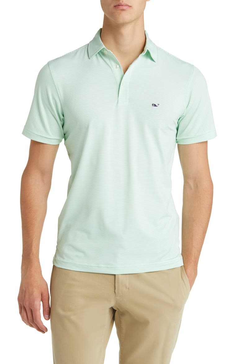 St. Jean Stripe Sankaty Performance Polo, Main, color, WHITE CAP / CHIVE