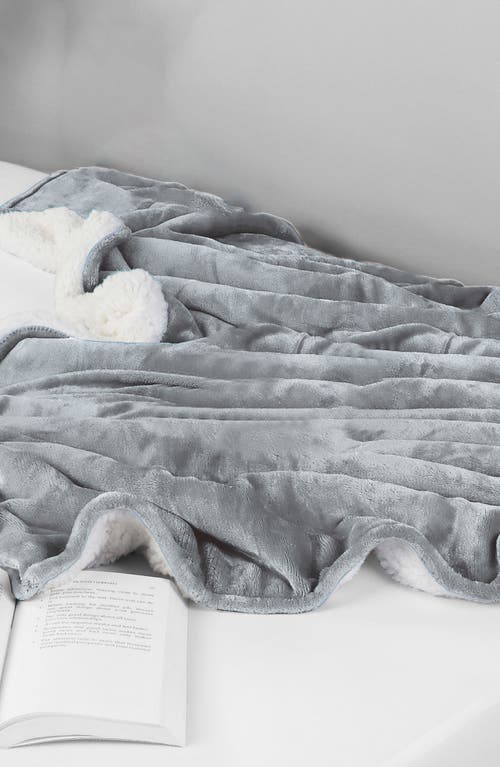 Woven & Weft Faux Shearling Fleece Throw Blanket In Gray
