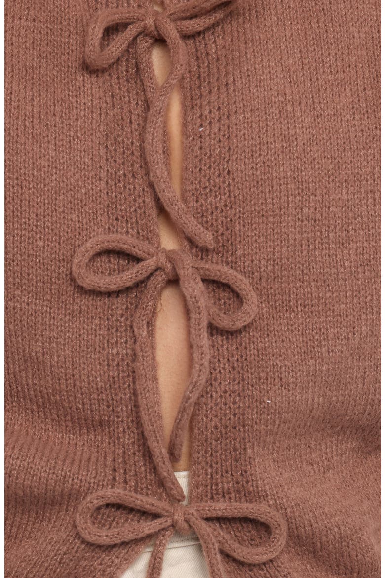 Koskie Tie Front Knit Top, Alternate, color, BROWN