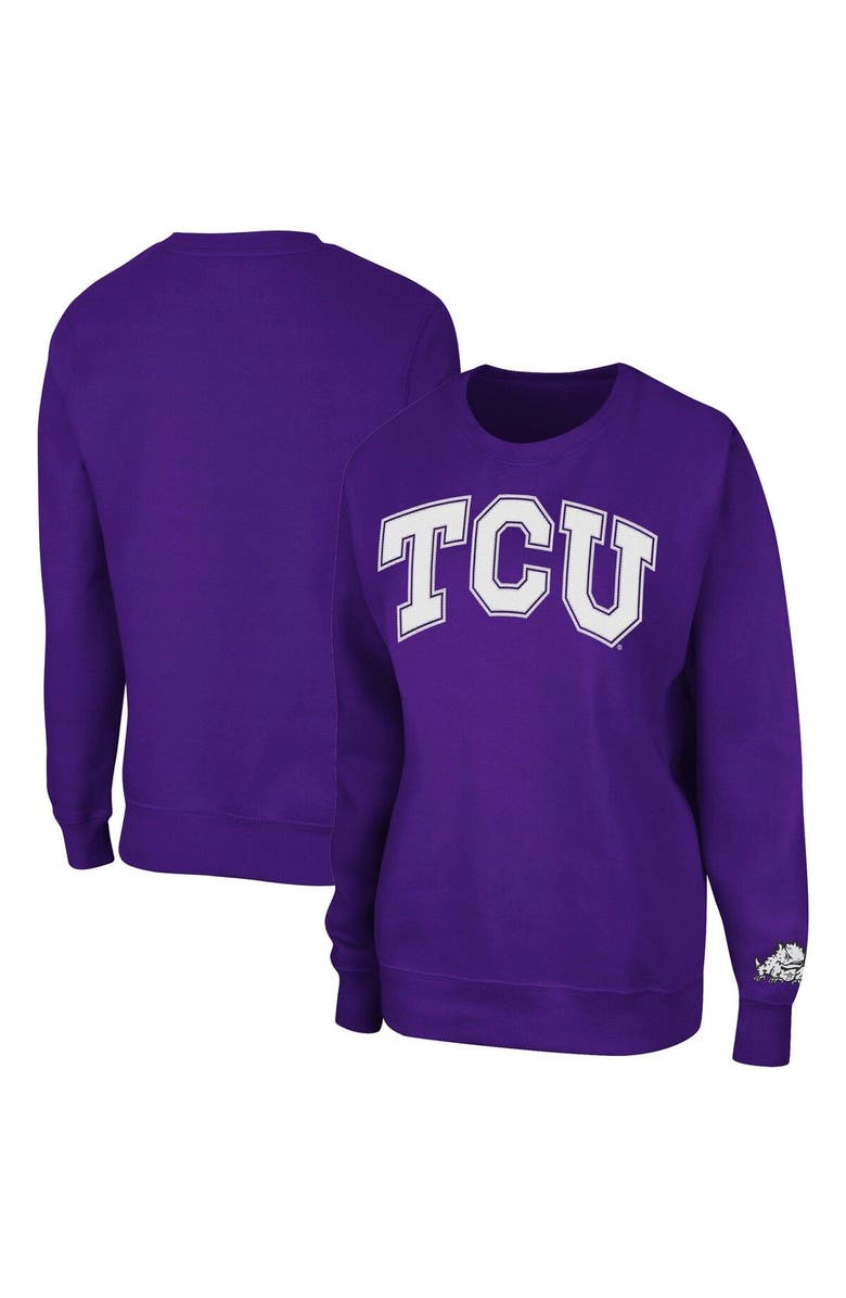 COLOSSEUM Women's Colosseum Purple TCU Horned Frogs Campanile Pullover Sweatshirt, Alternate, color, Purple