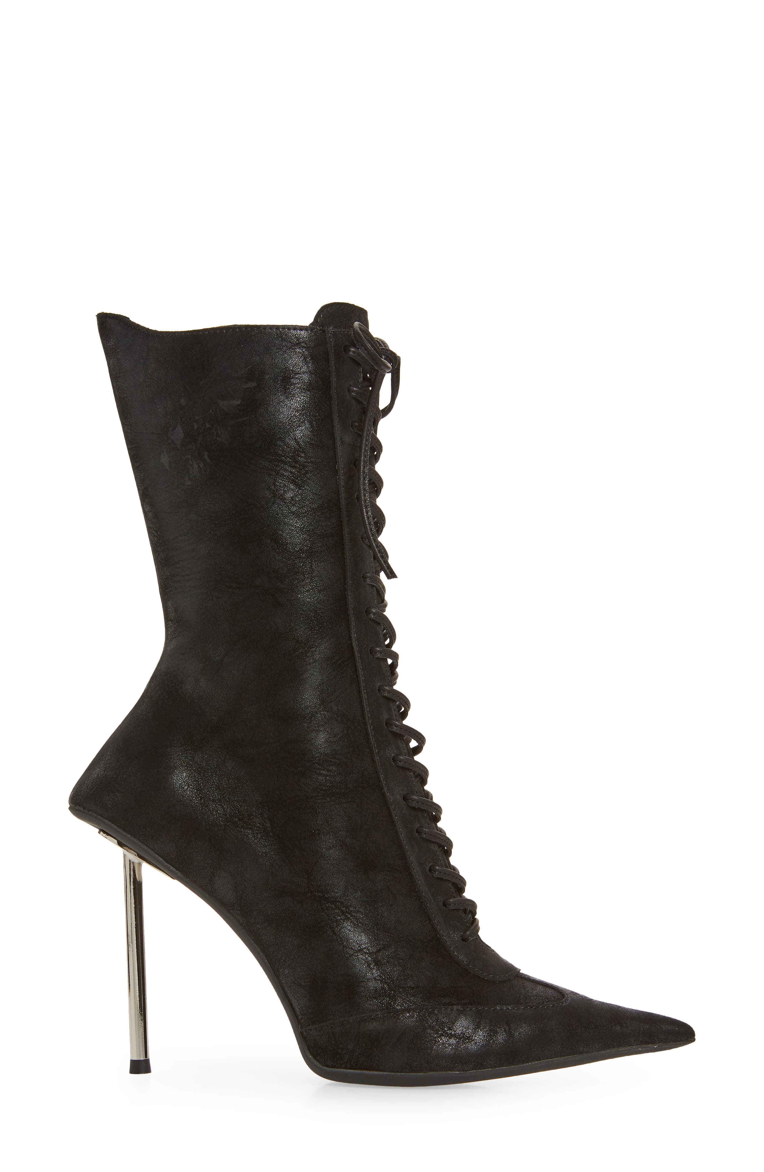 Bringiton Lace-Up Stiletto Bootie, Alternate, color, BLACK