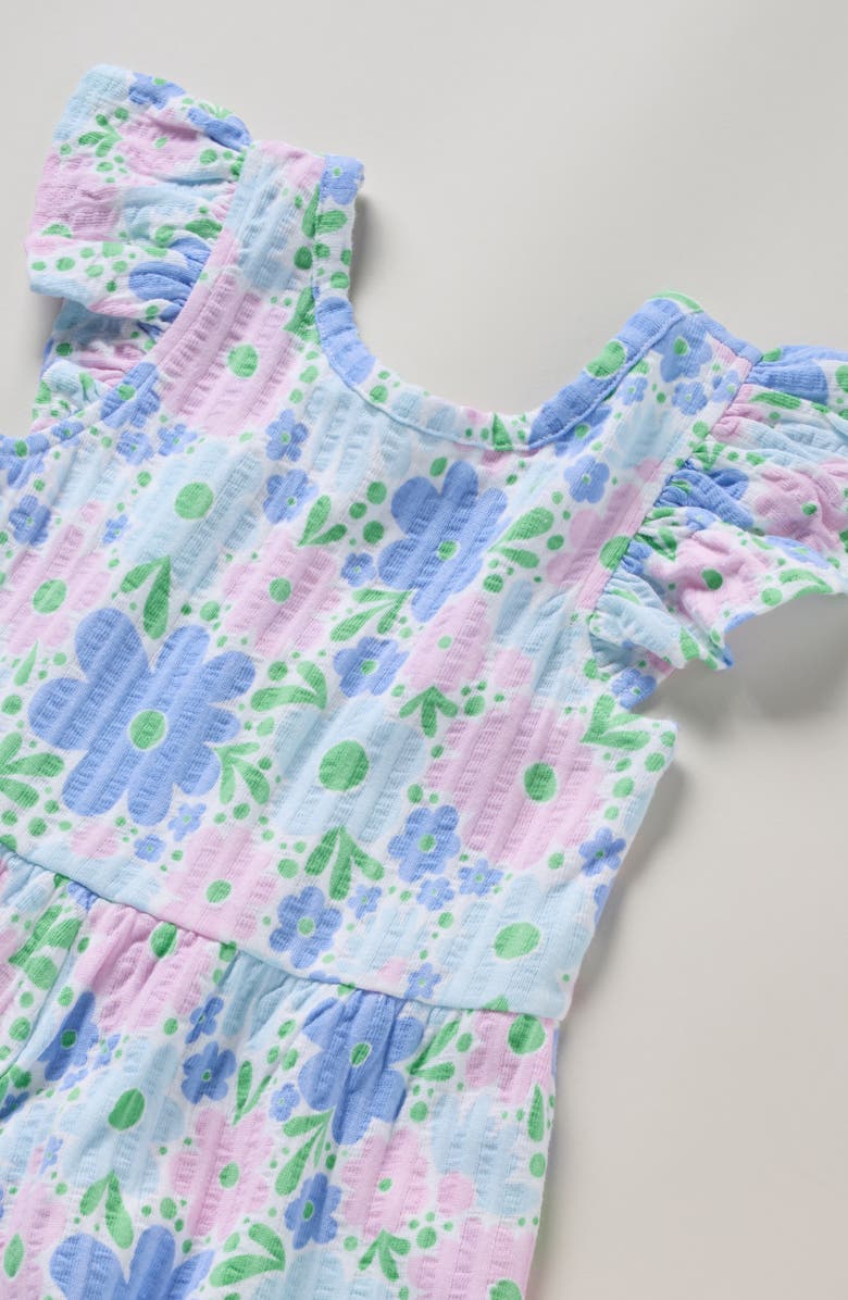 Tucker + Tate Kids' Floral Flutter Sleeve Rib Romper, Alternate, color, White- Blue Meadow Floral