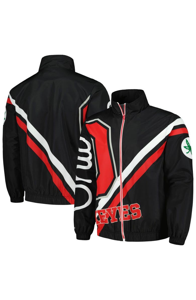 Mitchell & Ness Men's Mitchell & Ness Black Ohio State Buckeyes Exploded Logo Warm Up Full-Zip Jacket, Main, color, 