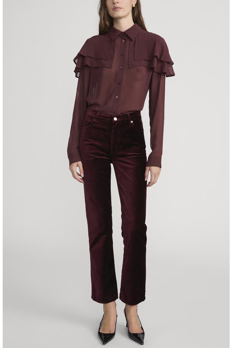 The Silk Cape Button-Up Shirt, Alternate, color, CABERNET