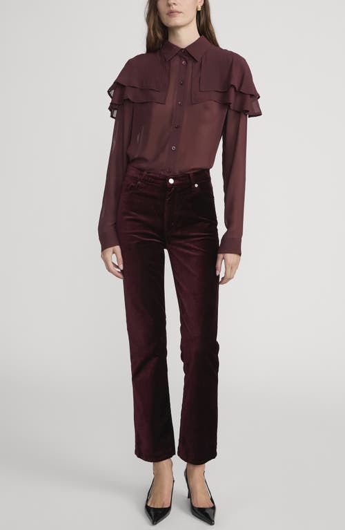Frame The Silk Cape Button-up Shirt In Burgundy