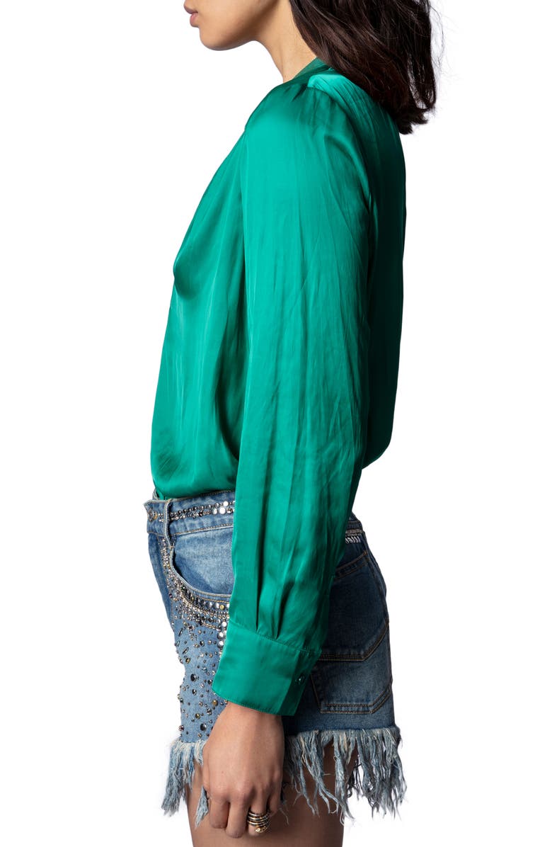 Zadig & Voltaire Tink Satin Blouse, Alternate, color, Emeraude
