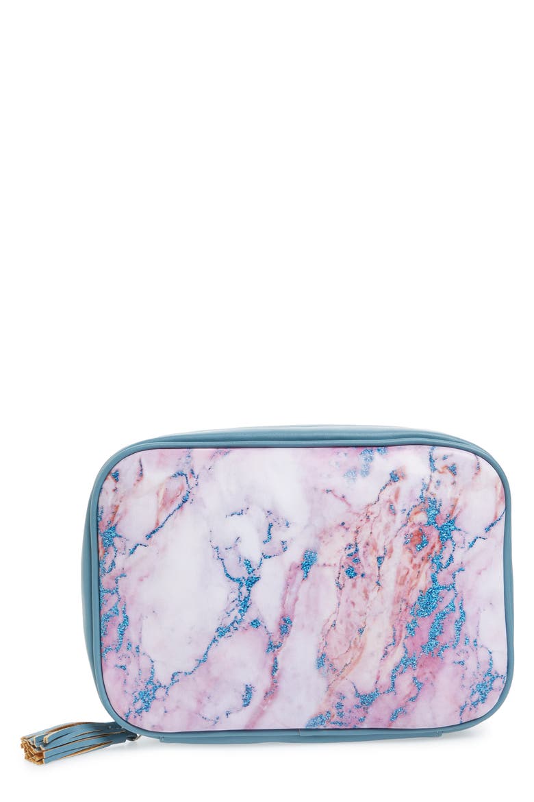 Large Hanging Makeup Bag, Main, color, MARBLE