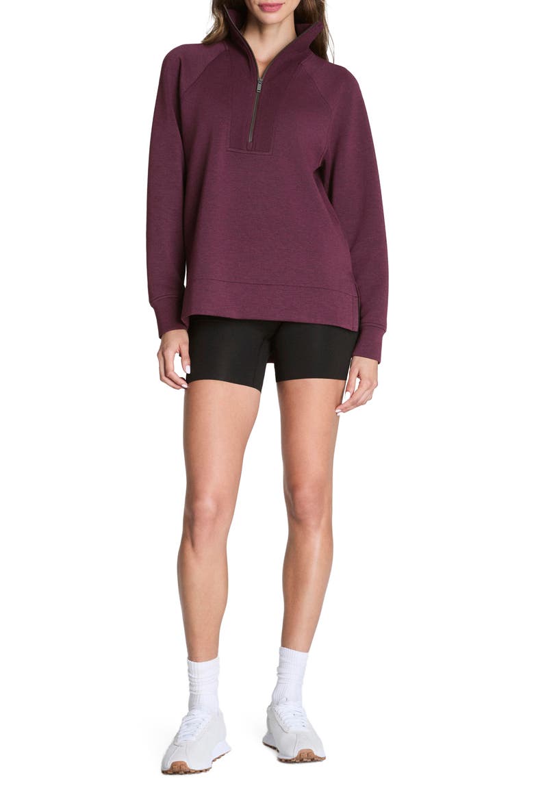 Air Essentials Brushed Half-Zip Sweatshirt, Alternate, color, PLUM BERRY HEATHER