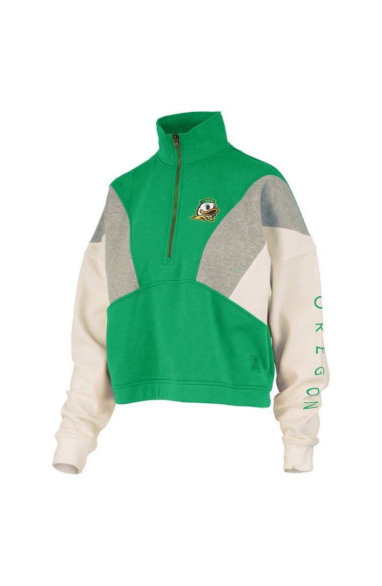 PRESSBOX Women's Pressbox Green Oregon Ducks Ferrara Color Block Quarter-Zip Sweatshirt, Alternate, color, Green