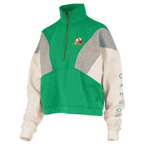 Pressbox Green Oregon Ducks Ferrara Color Block Quarter-zip Sweatshirt In Green
