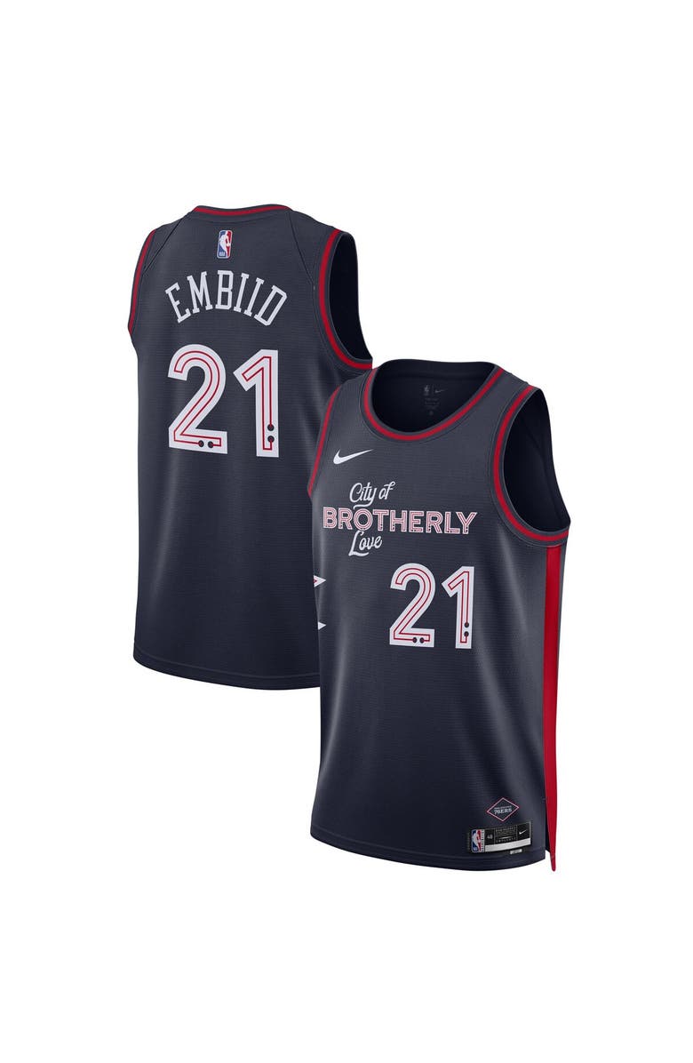 Nike Unisex Nike Joel Embiid Navy Philadelphia 76ers 2023/24 Swingman Jersey - City Edition, Main, color, 