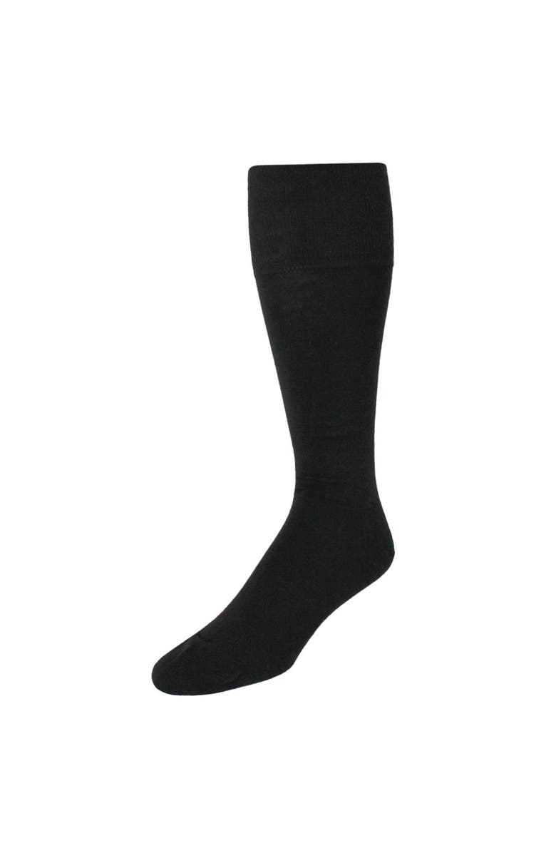 Trafalgar Gaston Solid Colored Over-The-Calf Merino Wool Socks, Main, color, Black