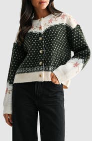 All in Favor Fair Isle Floral Cardigan