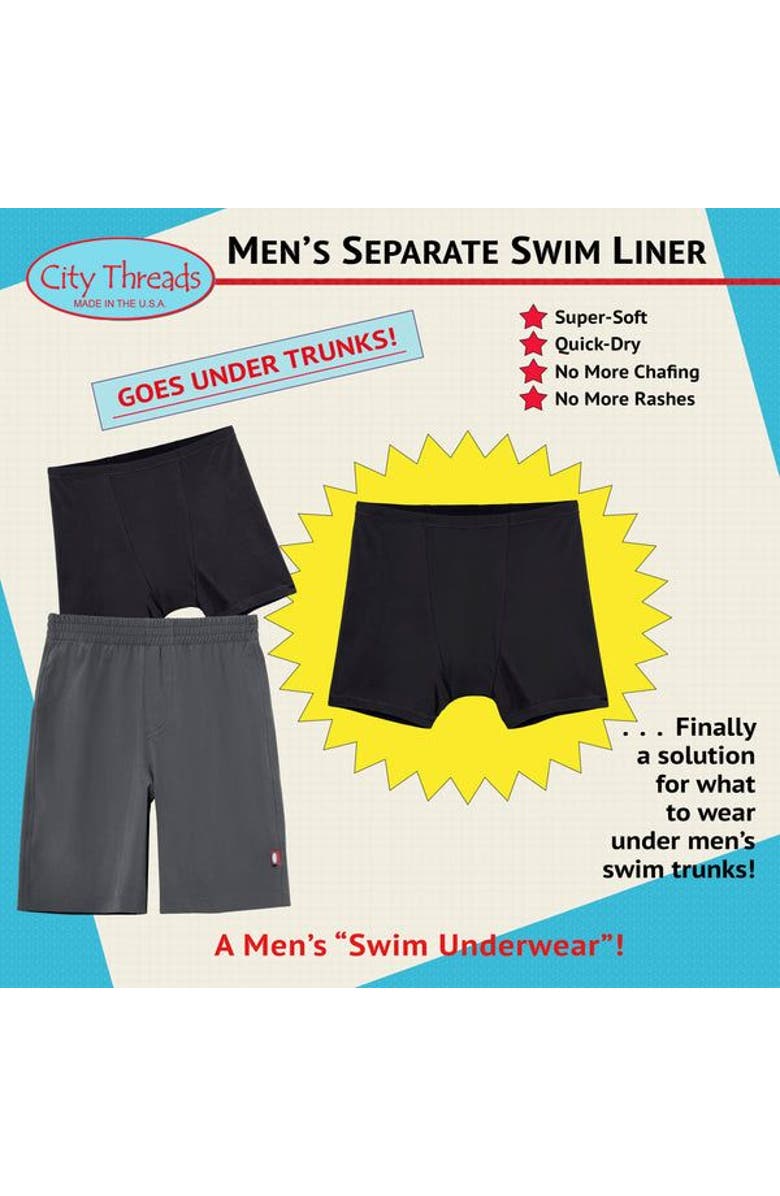 CITY THREADS Quick-Dry Separate Swim Liner for Under Trunks, Alternate, color, Black