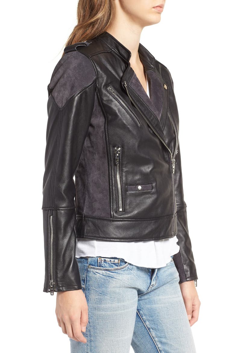 Genuine Leather & Suede Moto Jacket, Alternate, color, VICES