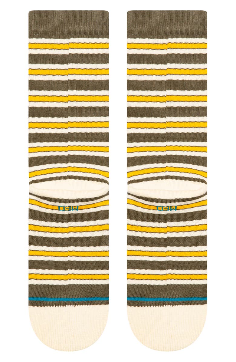 Stance Ollie Stripe Crew Socks, Main, color, Olive