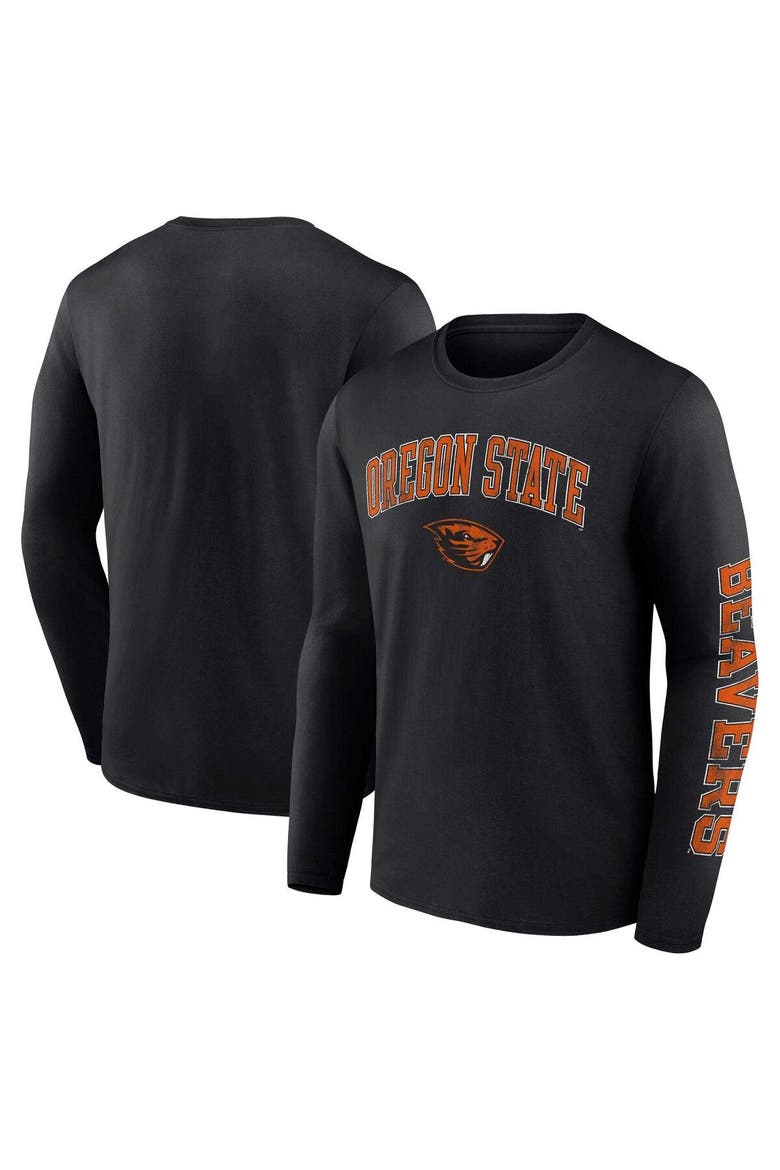 Men's Fanatics Branded Black Oregon State Beavers Distressed Arch Over Logo Long Sleeve T-Shirt, Main, color, Black