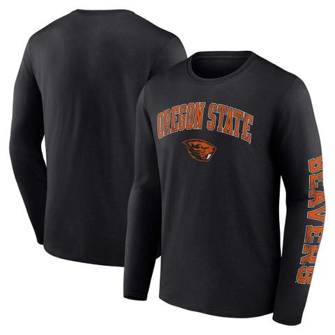 Men's Fanatics Branded Black Oregon State Beavers Distressed Arch Over Logo Long Sleeve T-Shirt
