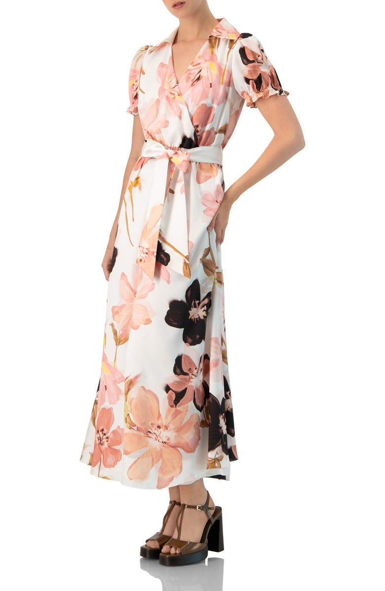 IVONNE Short Sleeve V-Neck Collared Maxi Dress, Alternate, color, Multicolor