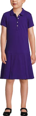 Lands' End School Uniform Girls Short Sleeve Mesh Pleated Polo Dress