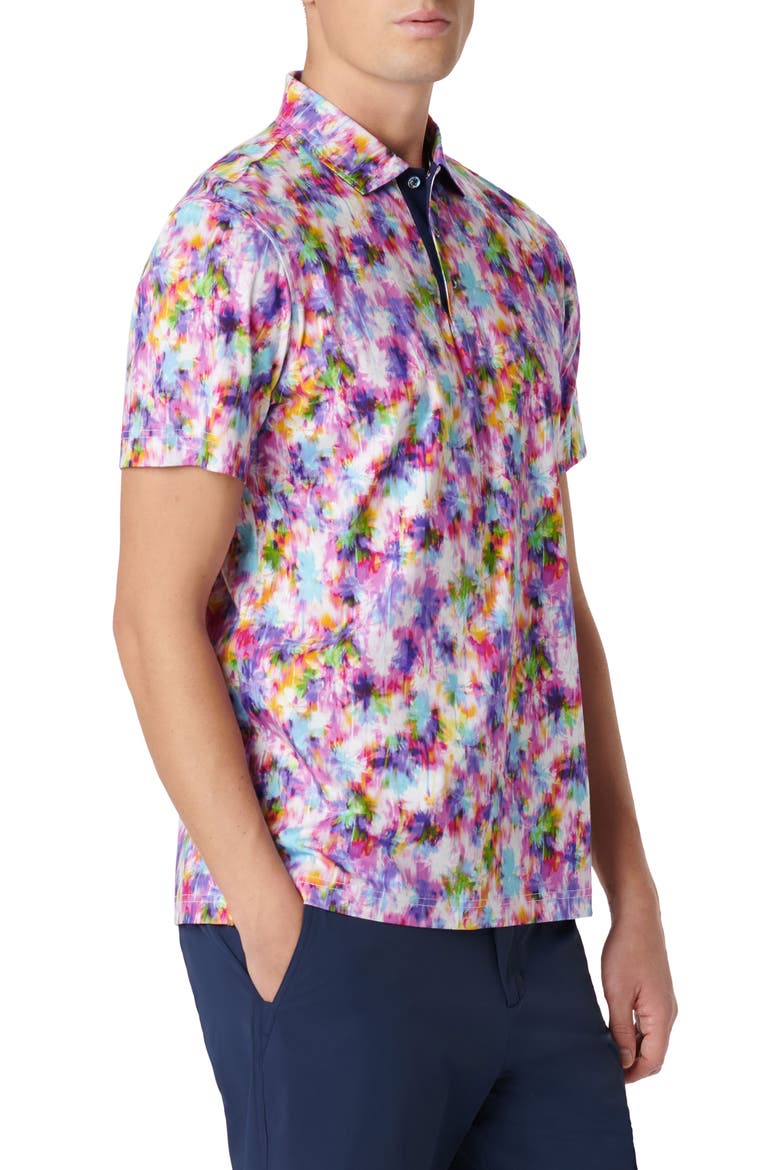 Hendrix Digital Watercolor Print Pima Cotton Polo, Alternate, color, FUCHSIA