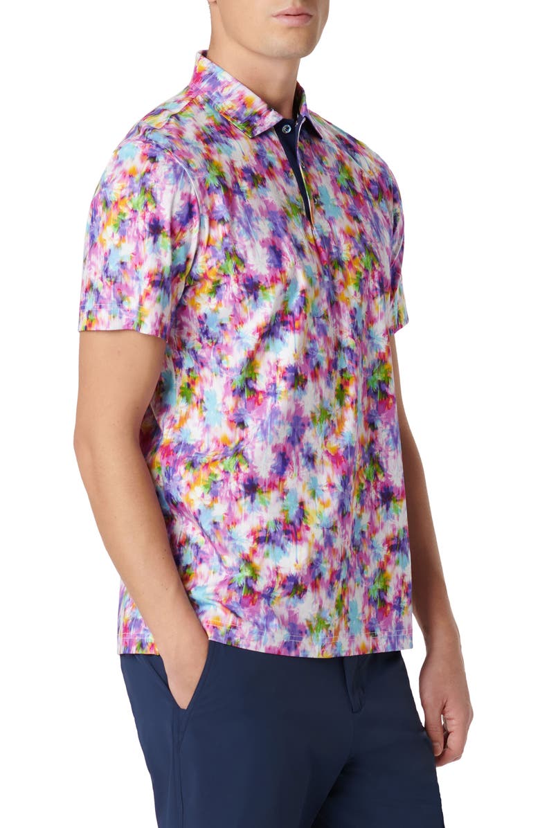 Bugatchi Hendrix Digital Watercolor Print Pima Cotton Polo, Alternate, color, Fuchsia