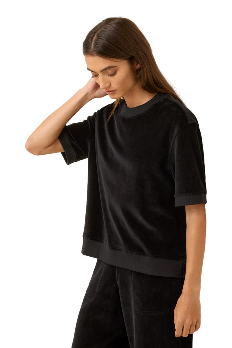 Organic Cotton Pure Velour Sweatshirt Tee, Alternate, color, Black