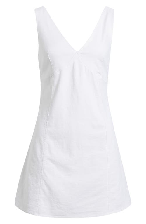 Open Edit Sleeveless Linen Blend Minidress In White