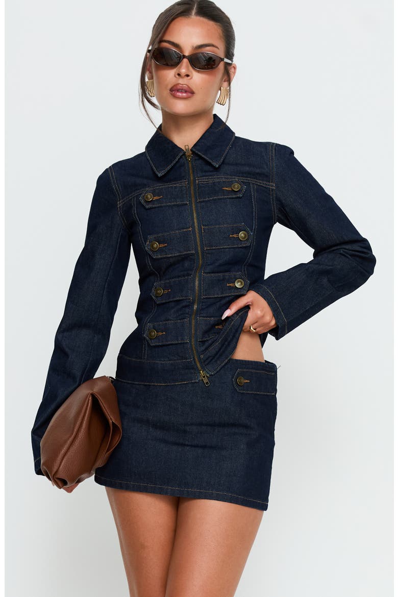 Cristen Cadet Denim Miniskirt, Alternate, color, INDIGO
