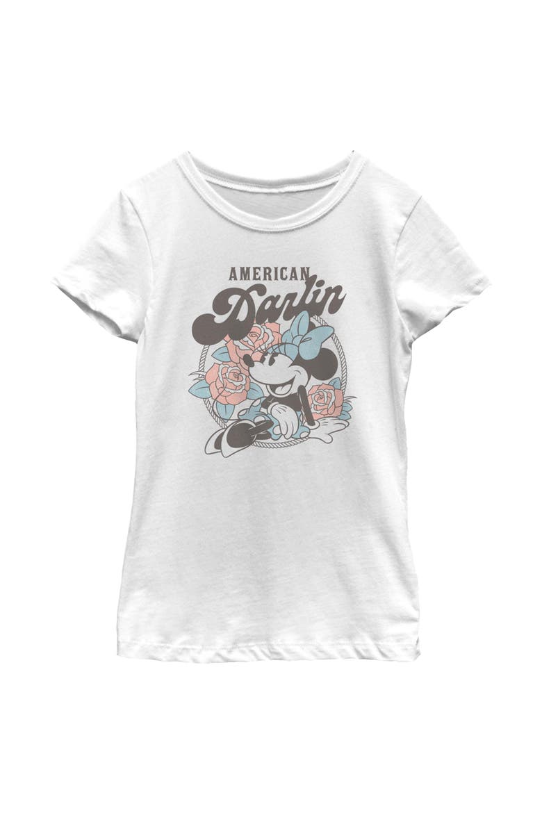 Girl's Minnie Mouse American Darling  Graphic T-Shirt, Main, color, White