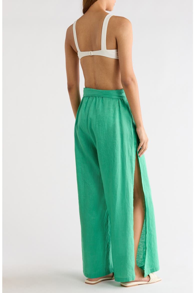 Tie Side Linen Cover-Up Pants, Alternate, color, GREEN