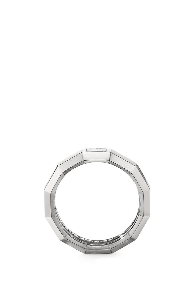 Faceted Band Ring in 18K Yellow Gold with Diamonds, Alternate, color, WHITE GOLD