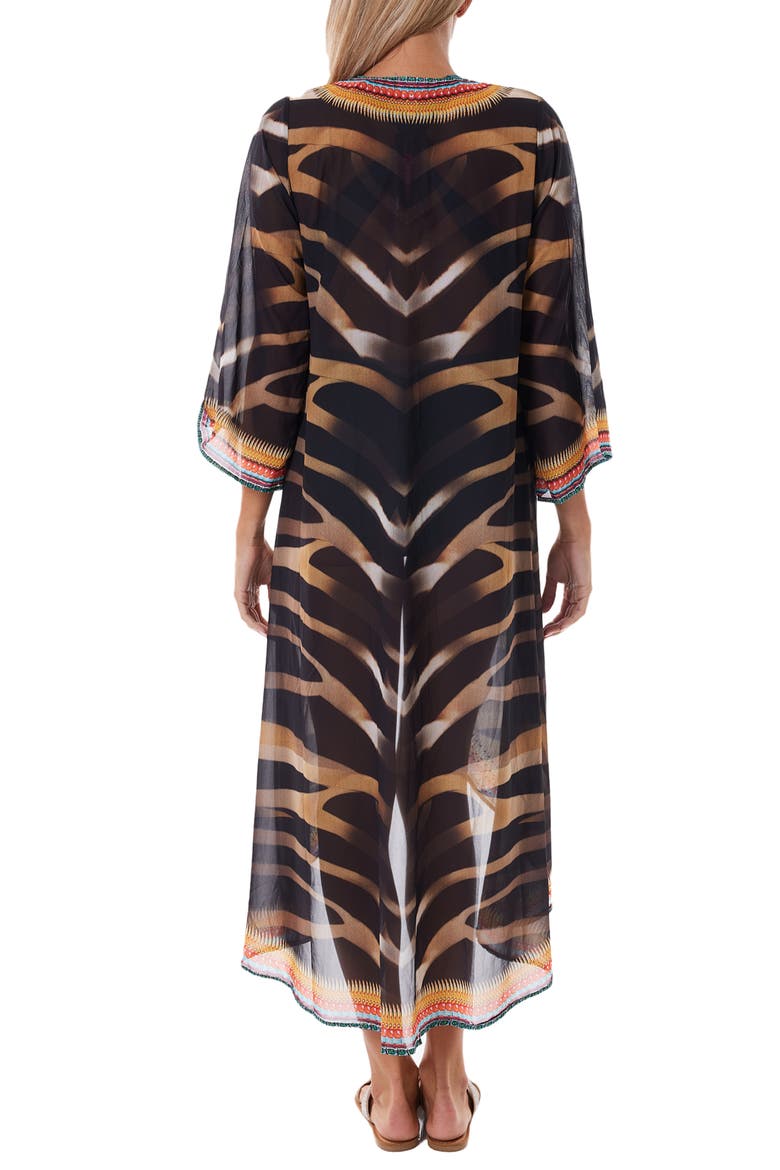 Stripe Chiffon Cover-Up Duster, Alternate, color, BLACK