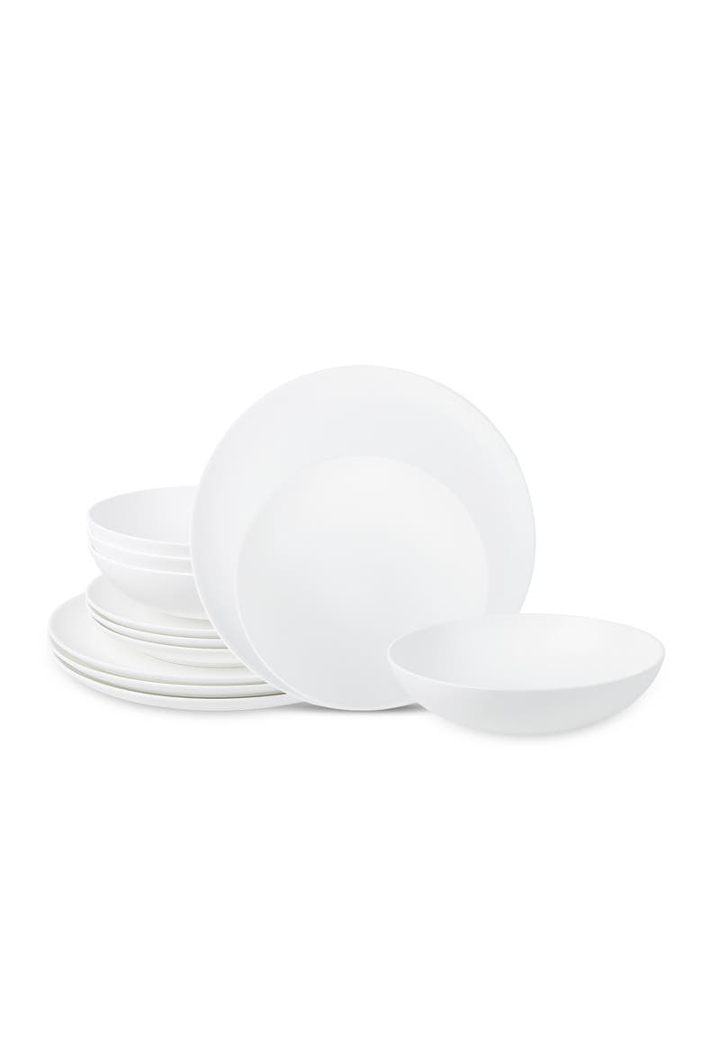 Taglio Bone China 12-piece Dinnerware Set, Main, color, Matte White