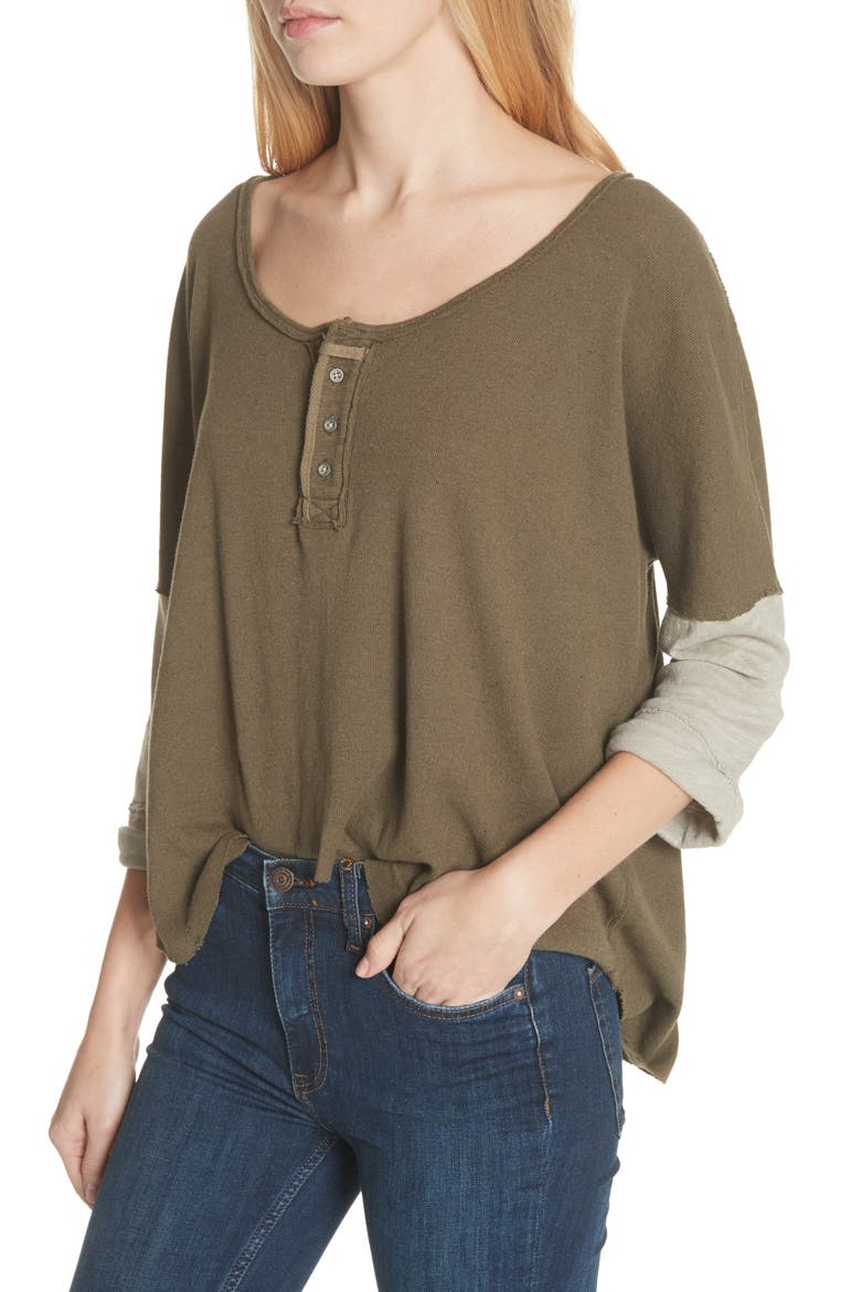 We the Free Star Henley Top, Alternate, color, ARMY