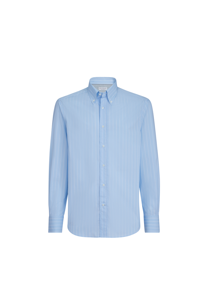 Striped poplin shirt, Alternate, color, Azure