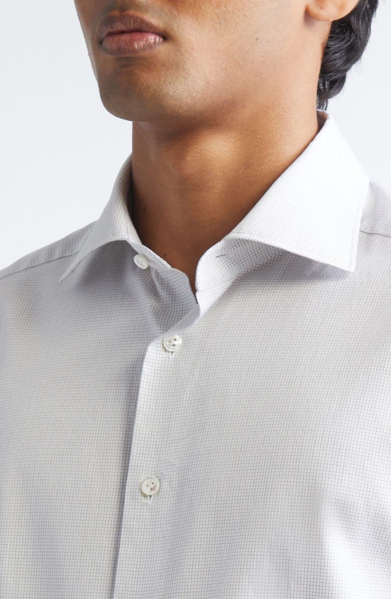 ZEGNA Centoventimila Subtle Minicheck Button-Up Shirt, Alternate, color, White/Brown/Dark Green